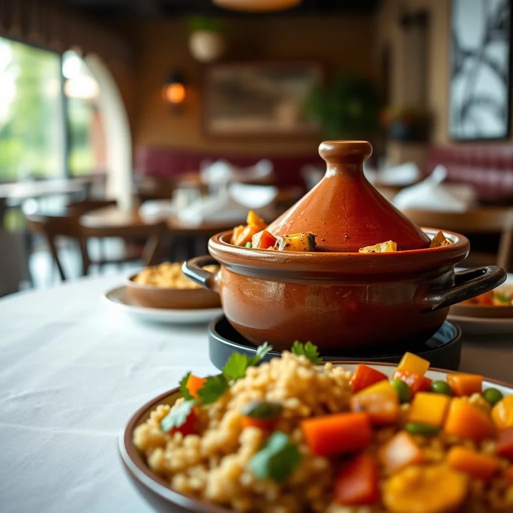 Un tajine servi dans son plat en terre cuite, spécialité phare du restaurant Le Jardin