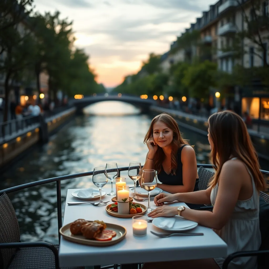 Dîner sur le pont d'une péniche du canal Saint-Martin, une expérience prisée des locataires