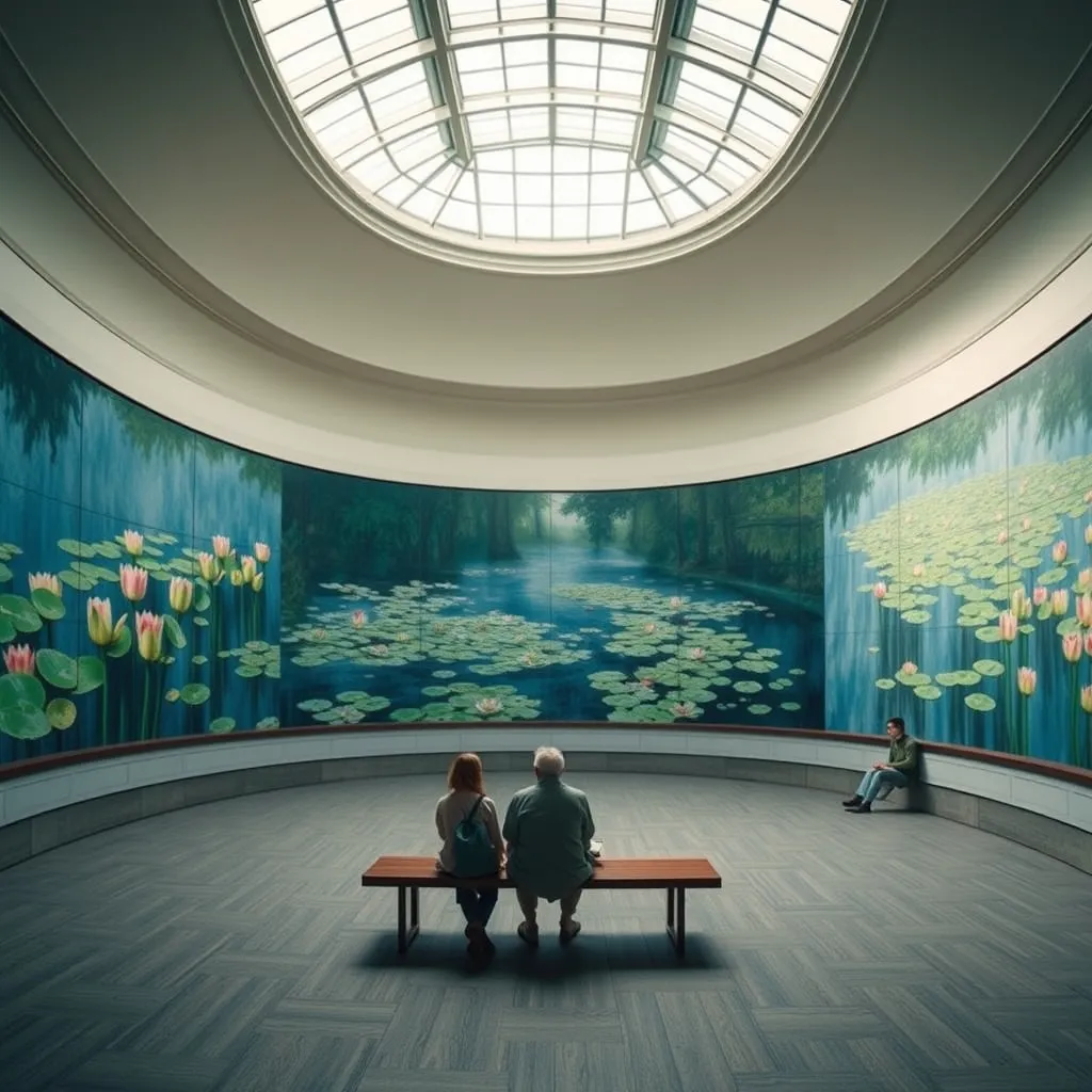 L'une des deux salles ovales où les Nymphéas de Monet enveloppent le visiteur sous la lumière zénithale