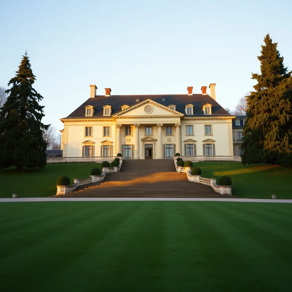 Le château de Paris-Jardins, cœur historique du domaine, entouré de cèdres centenaires