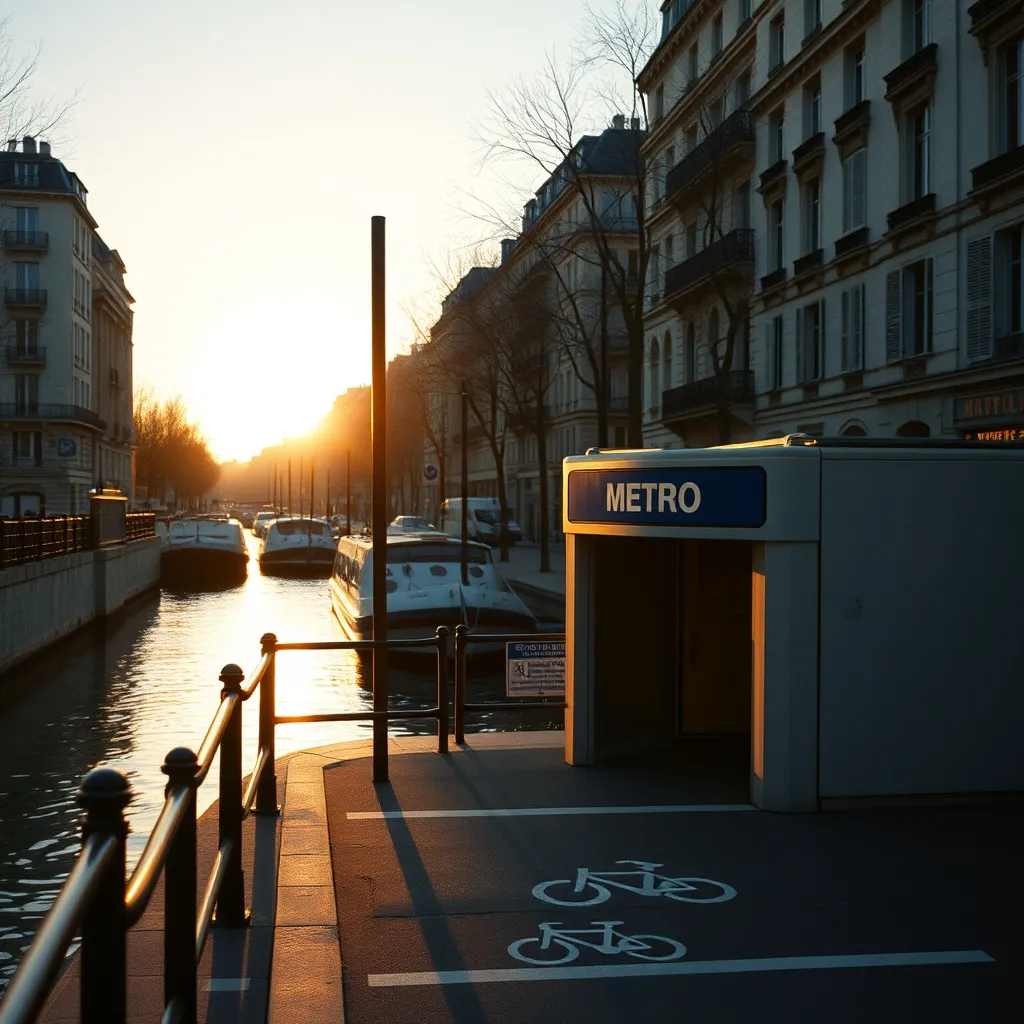 Le quai de la Seine à hauteur de la station Riquet, point d'accès principal à la péniche