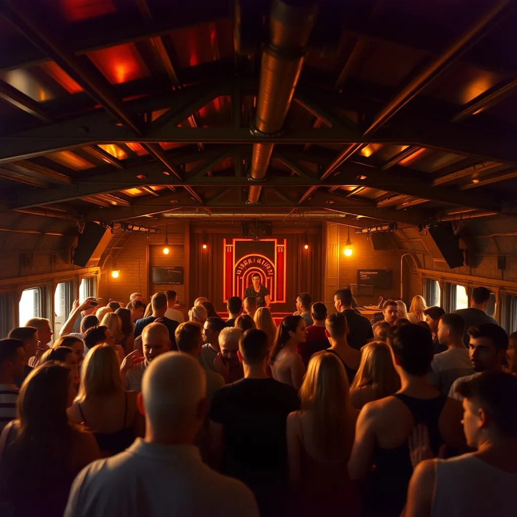 Le dancefloor dans la cale d'une péniche parisienne, ambiance industrielle et intimiste