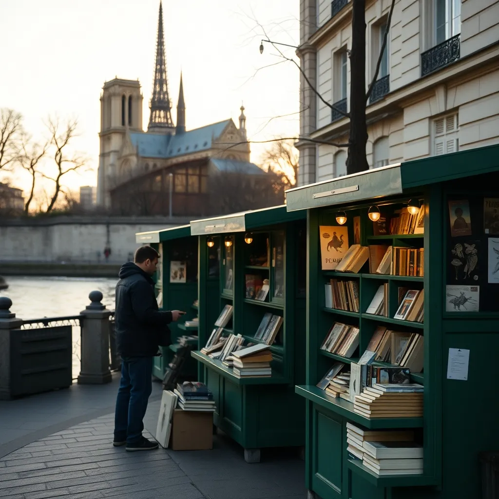 Les boîtes vertes des bouquinistes sur les quais de Seine, institution littéraire parisienne