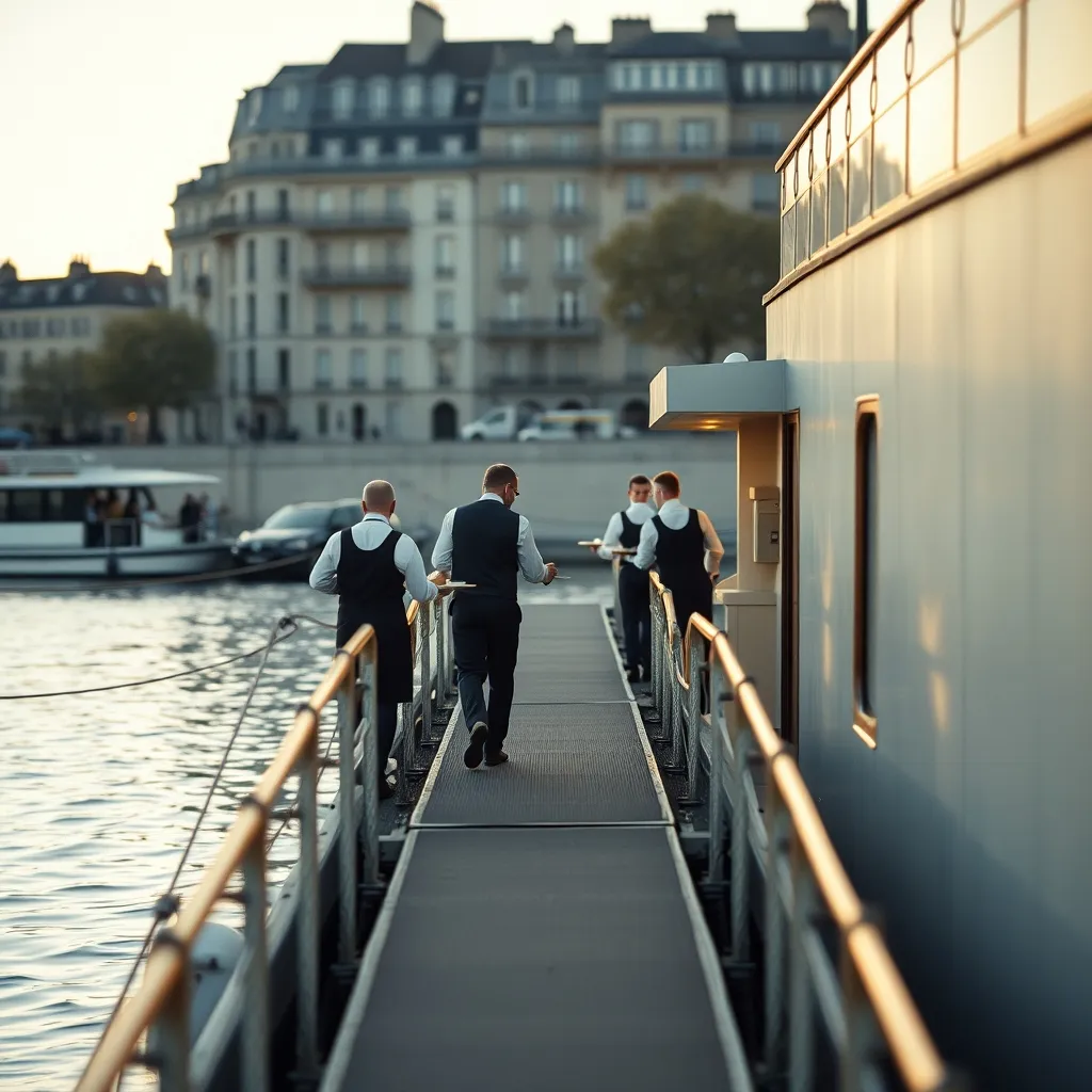 L'accès par la passerelle impose une logistique spécifique au traiteur et aux prestataires