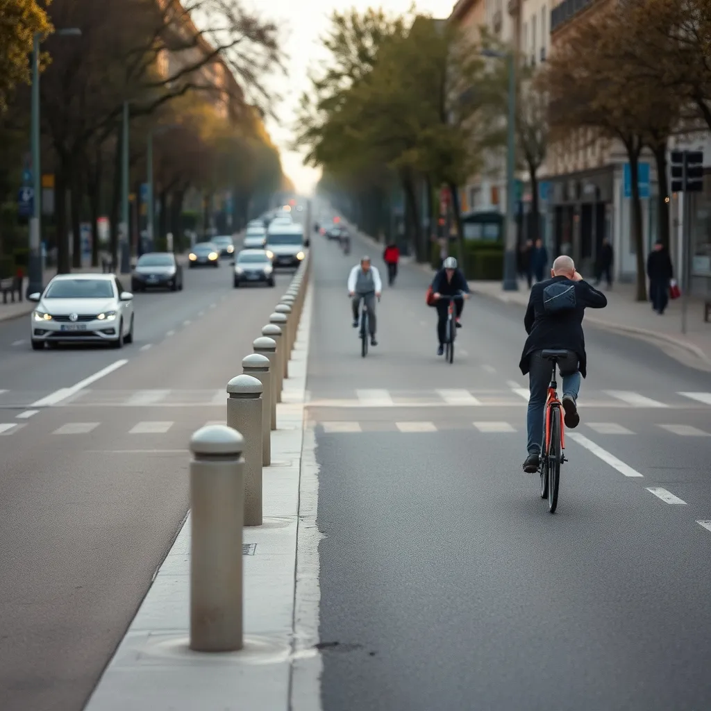 Piste bidirectionnelle du boulevard Sébastopol élargie à quatre mètres de large