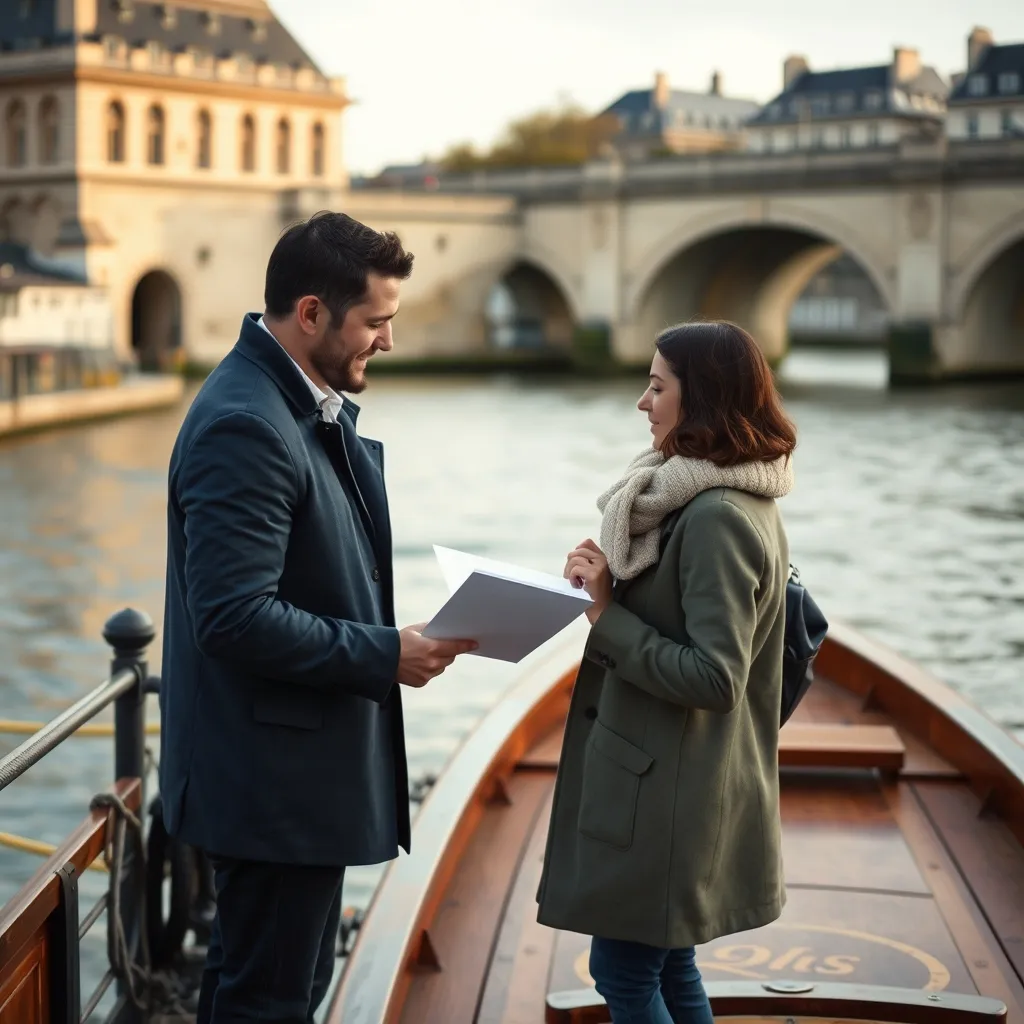 Visite et signature du contrat de location directement à bord de la péniche