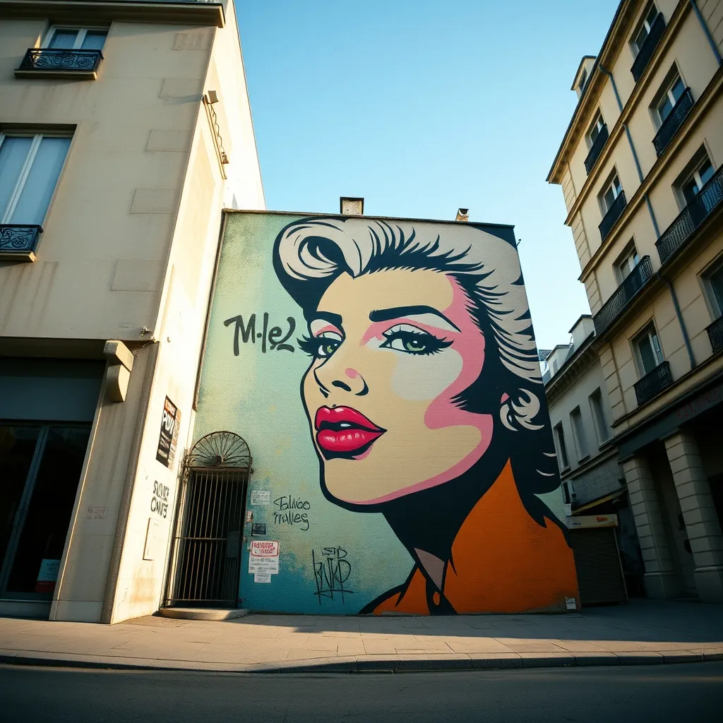 Détail d'une fresque pop art sur une façade du 13e arrondissement