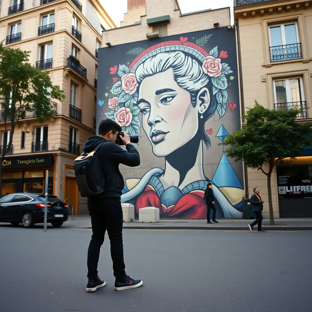 Un photographe immortalise une fresque géante du parcours street art du 13e