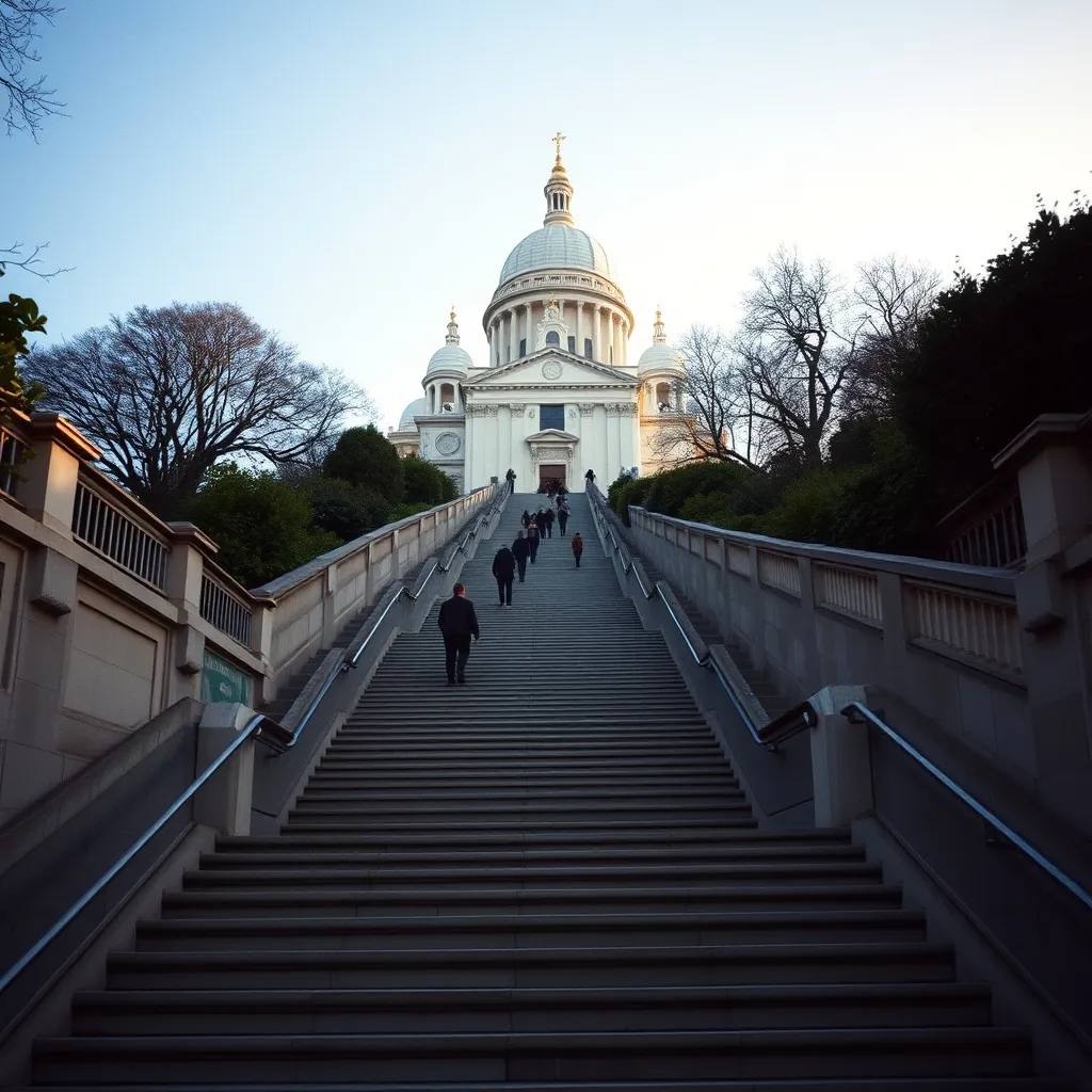 Les escaliers de Montmartre menant au Sacré-Cœur, un incontournable des visites guidées à pied