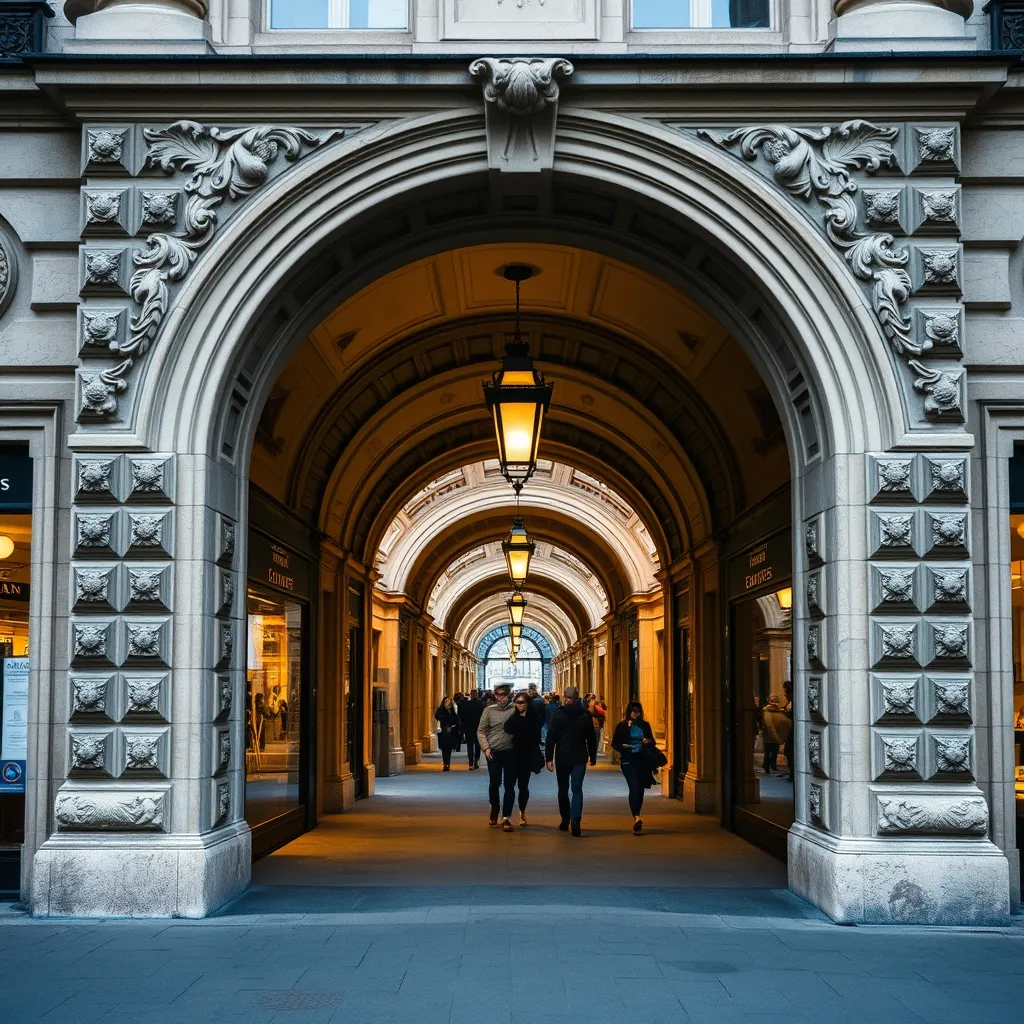 L'entrée du passage des Panoramas, boulevard Montmartre, plus ancien passage couvert de Paris