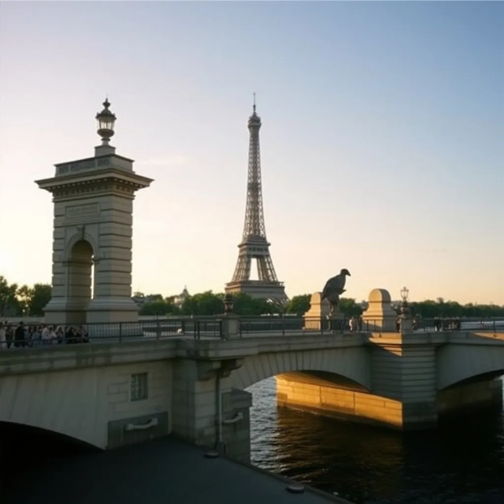 Le viaduc de Bir-Hakeim et la Seine vus depuis le port de Grenelle, à proximité du site de baignade