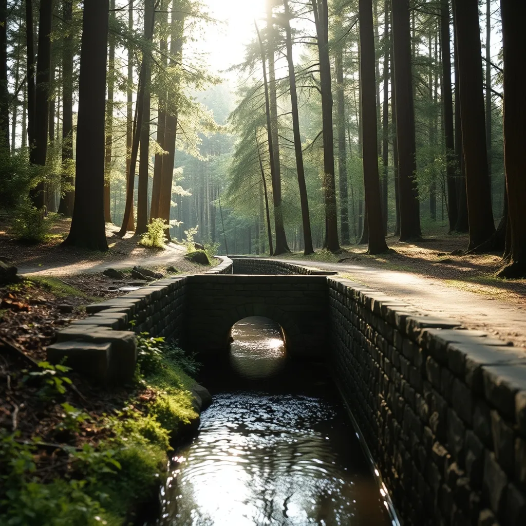 Une rigole royale classée monument historique traverse la forêt en direction de Versailles