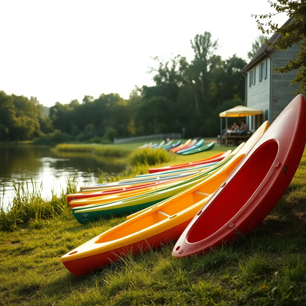 Canoës et kayaks prêts pour une session nautique estivale à la base Fred Chouvier