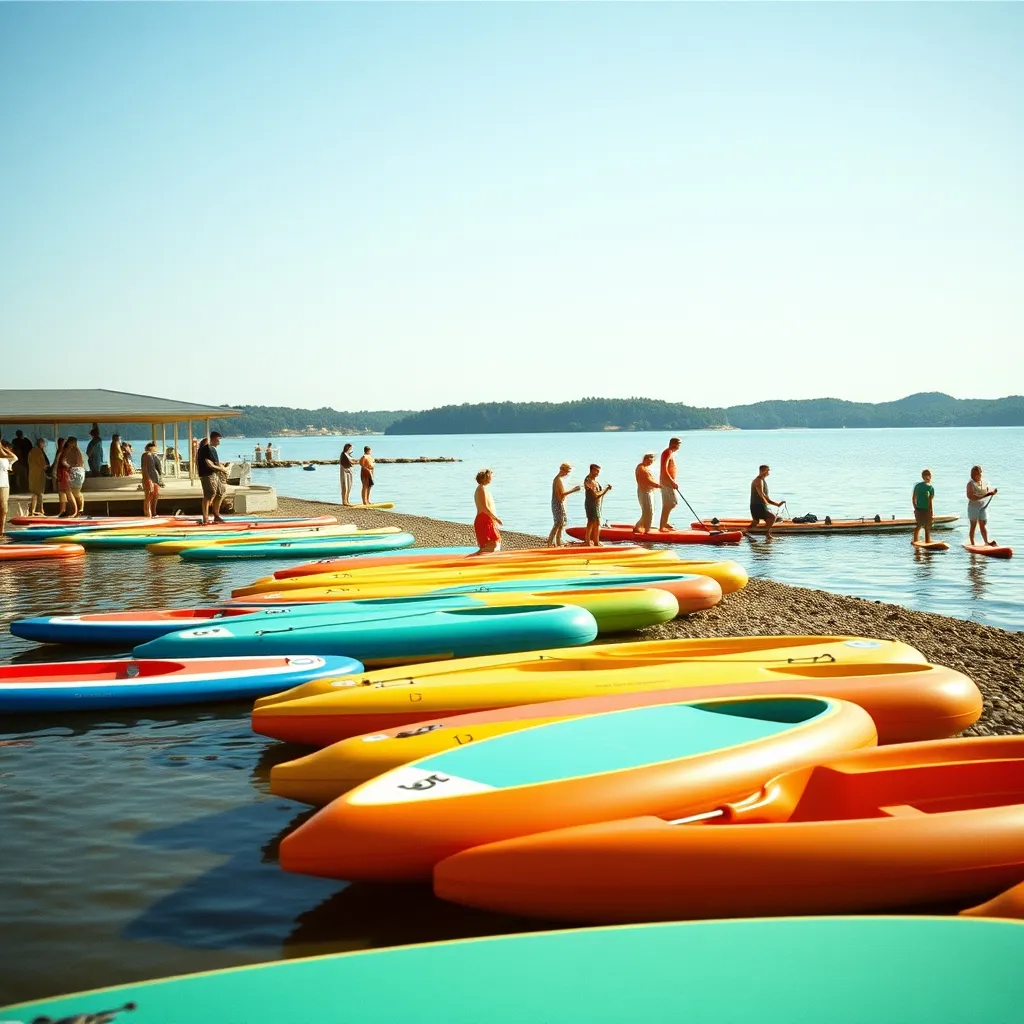 Location de pédalos et de planches de stand-up paddle au bord du lac