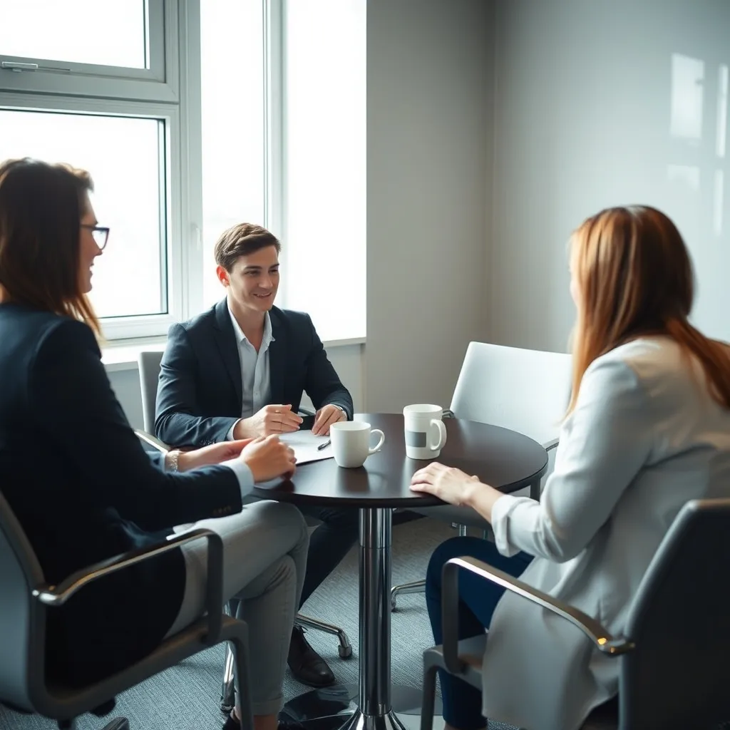Entretien en face-à-face lors d'un job dating organisé par France Travail