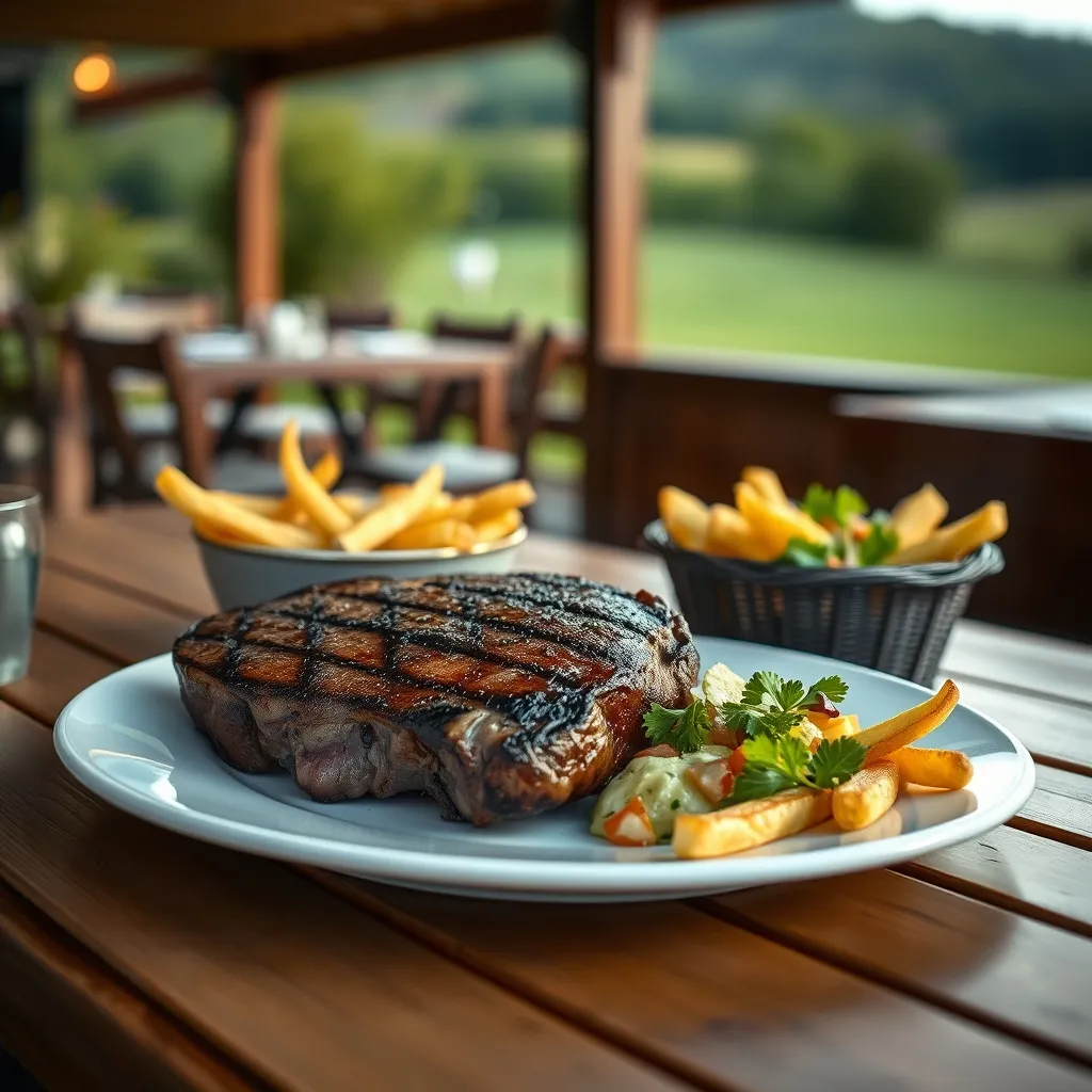 Entrecôte grillée et frites maison, l'un des plats phares de la carte de La Lagune